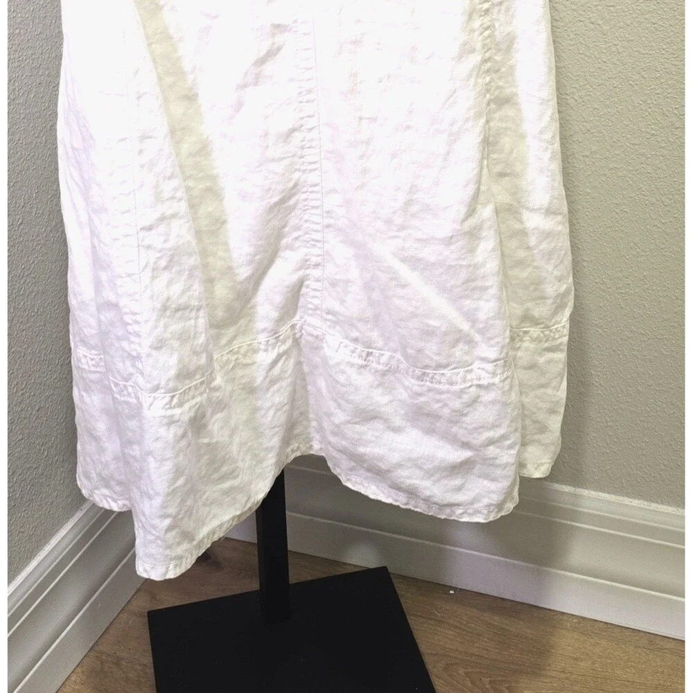 Liz Claiborne 100% Linen Midi Skirt Sz 8 White Coastal Minimalist Peasant Modest